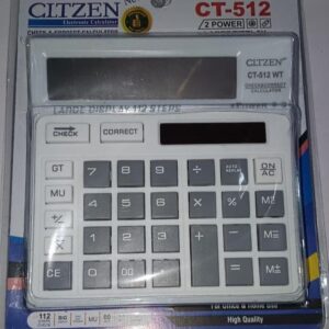 Citizen CT-512 WT Basic Calculator | Dual Power, Large Display, 12-Digit