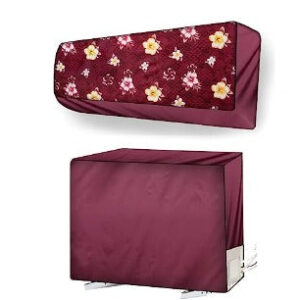 Stylista split ac cover set of indoor and outdoor unit Compatible for 1.5 Ton SAMSUNG AR18BY5ZAWK FLORAL MAROON